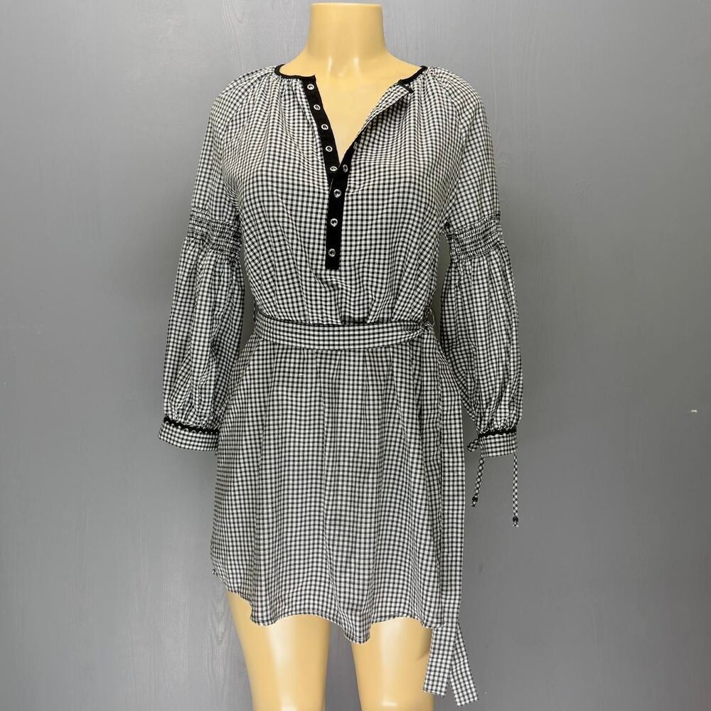 New Look Black White Gingham | S Tie Waist Shirt Dress | NWT